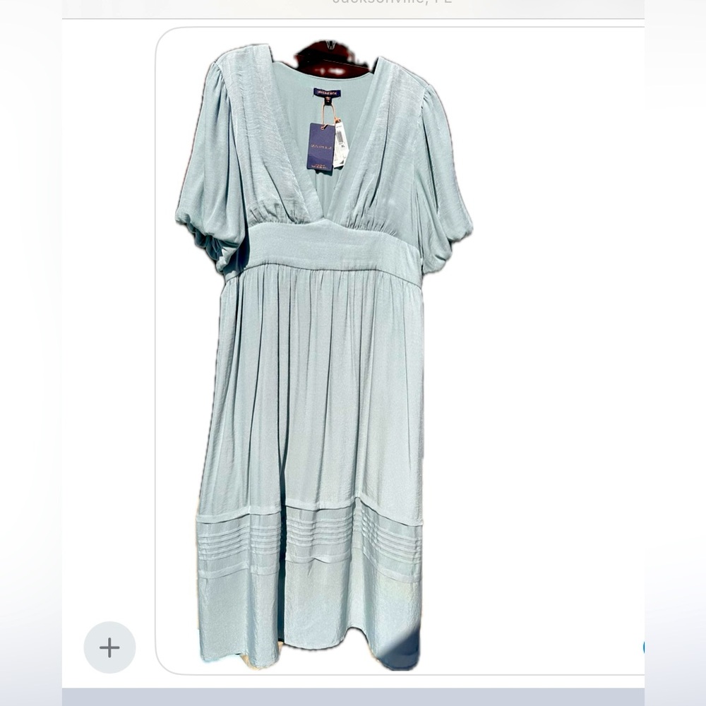 NWT Skies Are Blue Green Pleated Tiered Midi Dress